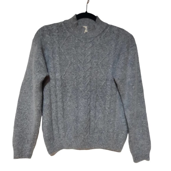 Allison Smith Women's L Gray Y2K‎ Silk Angora Fuzzy Soft Short Pullover Sweater - Picture 1 of 7